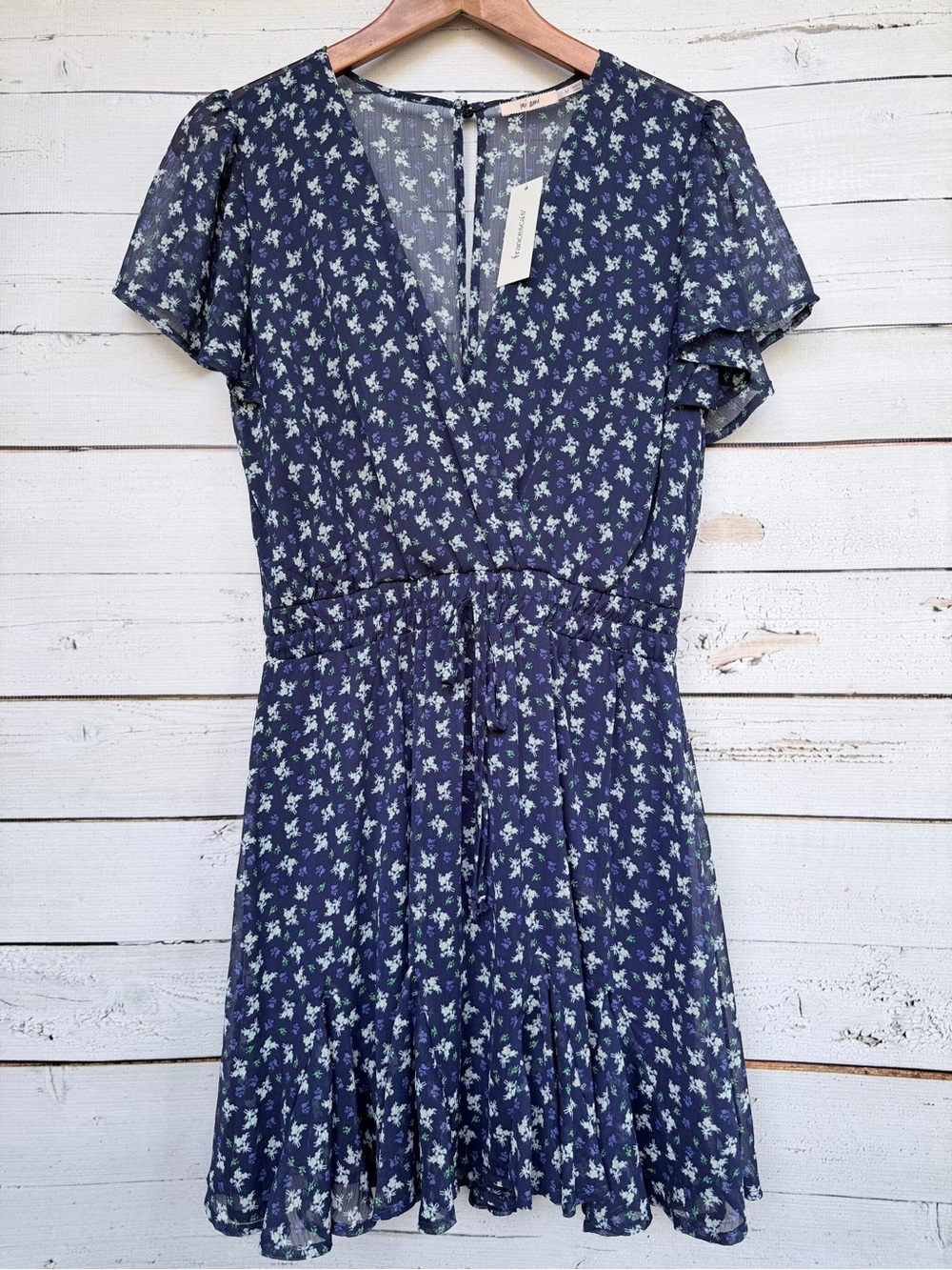 NWT Francesca's Mi Ami Faux Wrap V Neck Flutter Sleeve Mini Dress Medium
